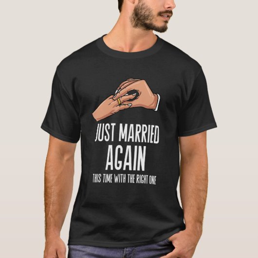 たった今結婚しました結婚の再び新郎新婦マール Tシャツ (正面)