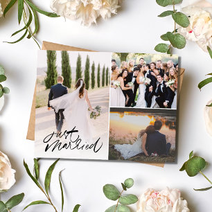 たった今結婚しました結婚の写真ありがとうはがき ポストカード