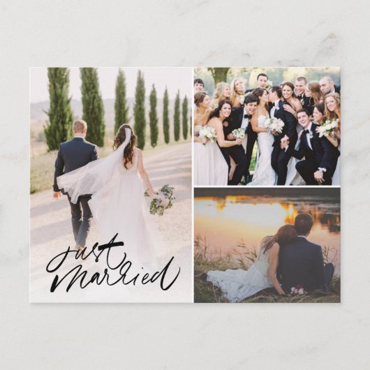 たった今結婚しました結婚の写真ありがとうはがき ポストカード (正面)