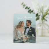 たった今結婚しました結婚の写真の発表 ポストカード (スタンド正面)