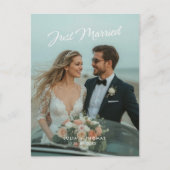 たった今結婚しました結婚の写真の発表 ポストカード (正面)