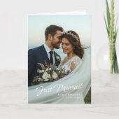 たった今結婚しました結婚の折り畳み写真の発表 招待状 (正面)