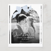 たった今結婚しました結婚の発表カード |ブルーボウ (正面)