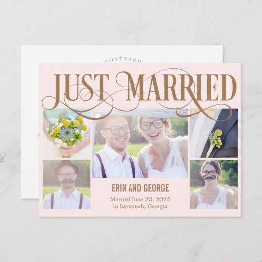 たった今結婚しました結婚の発表準備 ポストカード (正面/裏面)