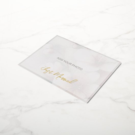 たった今結婚しました結婚の発表箔はがき 箔シーズンポストカード (回転した状態)