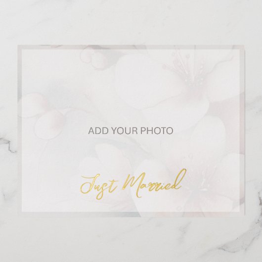 たった今結婚しました結婚の発表箔はがき 箔シーズンポストカード (正面)