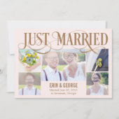 たった今結婚しました結婚の発表 – ピンク 招待状 (正面)