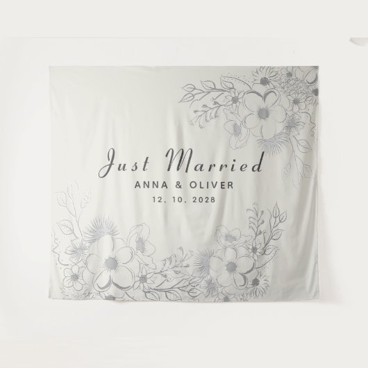 たった今結婚しました結婚の背景 タペストリー (正面(横))