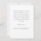 たった今結婚しました結婚の駆け落ち告知カード 招待状 (裏面)