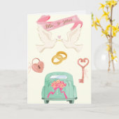 たった今結婚しました結婚の カード (黄色い花)