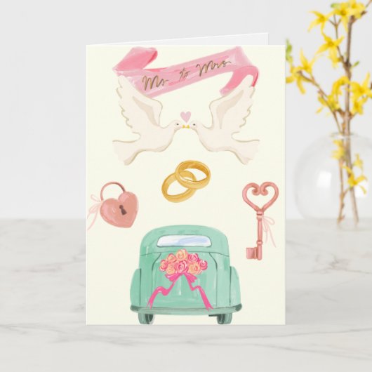 たった今結婚しました結婚の カード (黄色い花)