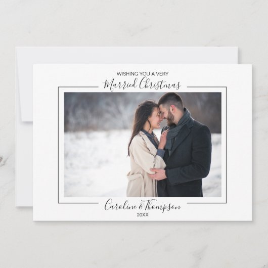 たった今結婚しました結婚クリスマス植物学 シーズンカード (正面)