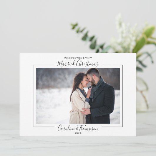 たった今結婚しました結婚クリスマス植物学 シーズンカード (スタンド正面)