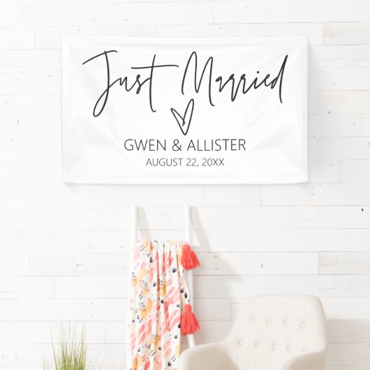 たった今結婚しました結婚ズセンドフ車の装飾バナー 横断幕 (インサイチュ)