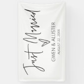 たった今結婚しました結婚ズセンドフ車の装飾バナー 横断幕 (縦)