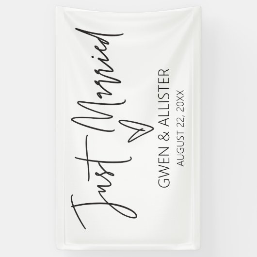 たった今結婚しました結婚ズセンドフ車の装飾バナー 横断幕 (縦)