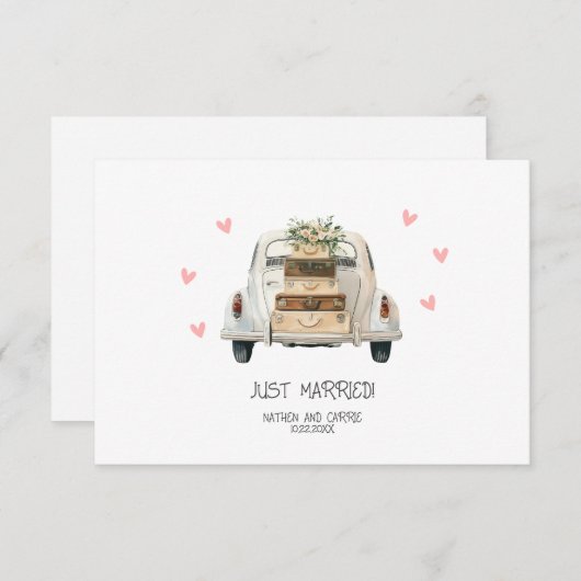 たった今結婚しました結婚ズフラットサンキューカード サンキューカード (正面/裏面)