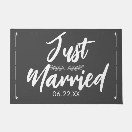 たった今結婚しました結婚デートかわいい ドアマット (正面)
