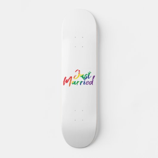 たった今結婚しました結婚レインボーギカラフルフトアイディア スケートボード (正面)