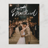 たった今結婚しました結婚写真ありがとう ポストカード (正面)