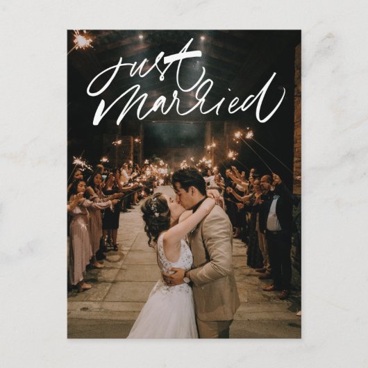 たった今結婚しました結婚写真ありがとう ポストカード (正面)