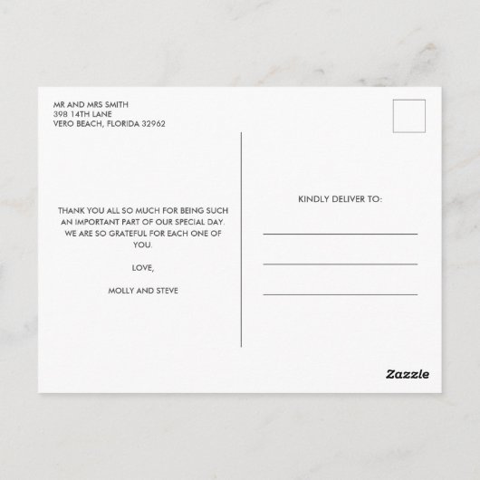 たった今結婚しました結婚写真ありがとう ポストカード (裏面)