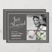 たった今結婚しました結婚写真アナウンスグレー 案内状 (正面/裏面)