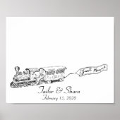 たった今結婚しました結婚列車の指紋のゲストブック ポスター (正面)