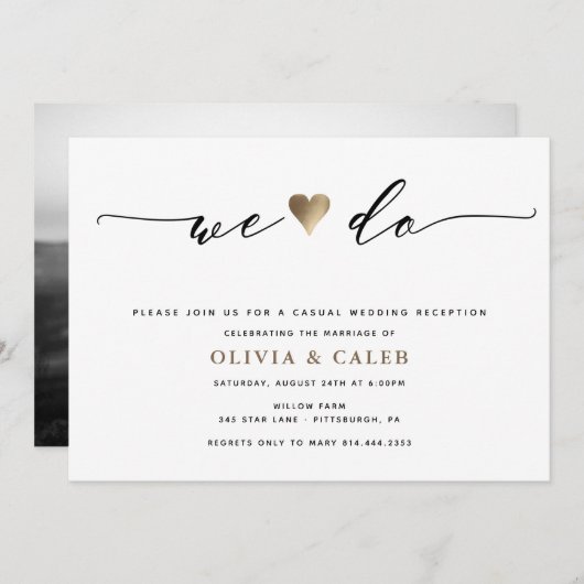 たった今結婚しました結婚披露宴の招待状 招待状 (正面/裏面)