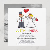 たった今結婚しました結婚漫画のカップル発表 招待状 (正面/裏面)