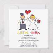 たった今結婚しました結婚漫画のカップル発表 招待状 (正面)