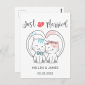 たった今結婚しました結婚猫の発表 ポストカード (正面/裏面)