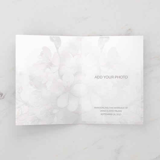 たった今結婚しました結婚発表折り畳みフォイルカード 箔グリーティングカード (内側レイダウン)