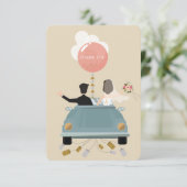 たった今結婚しました結婚車のサンキューカード。 サンキューカード (スタンド正面)