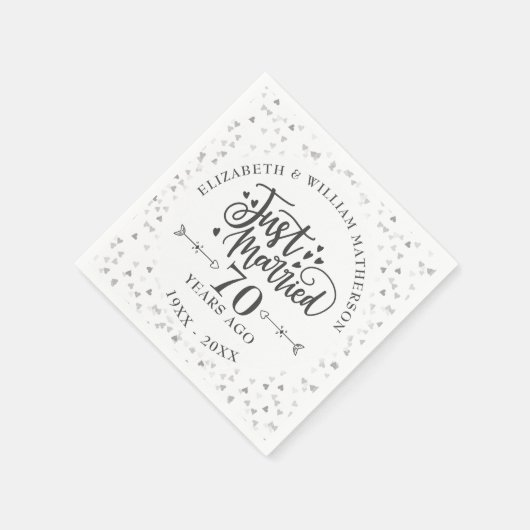 たった今結婚しました結婚70周年記念 スタンダードカクテルナプキン (角)