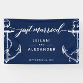 たった今結婚しました航海の結婚いかり 横断幕 (横)