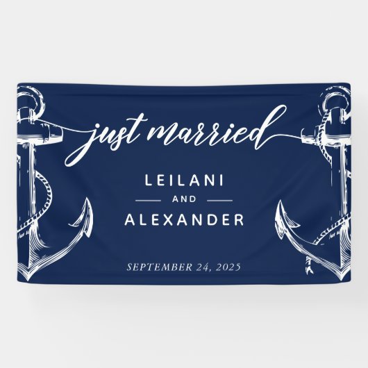 たった今結婚しました航海の結婚いかり 横断幕 (横)