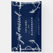 たった今結婚しました航海の結婚いかり 横断幕 (縦)