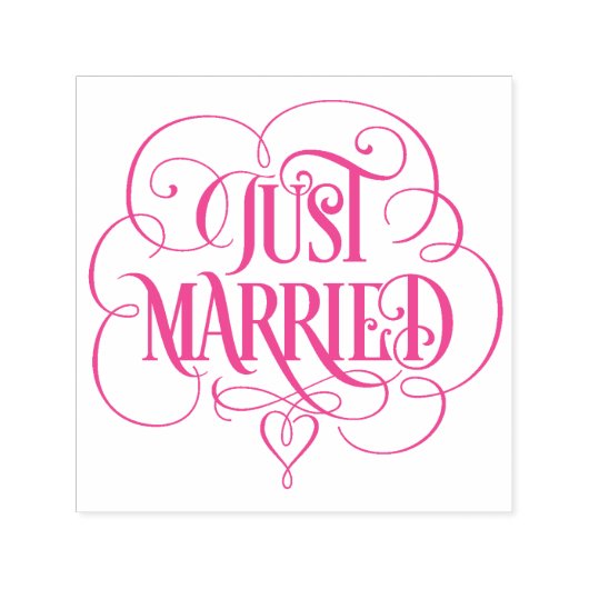 たった今結婚しました華美書道が栄えたハート セルフインキングスタンプ (デザイン)