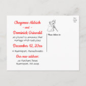 たった今結婚しました赤黒の漫画の花嫁結婚新郎さん 案内ポストカード (裏面)