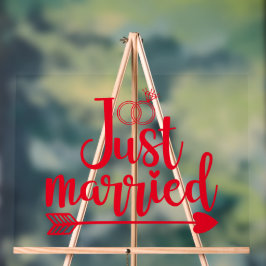 たった今結婚しました赤 アクリルサイン
