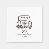 たった今結婚しました車のカスタム結婚式の好意 スタンダードカクテルナプキン (正面)