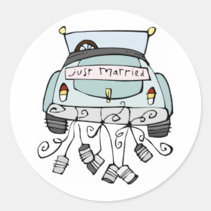 たった今結婚しました車のドラッグ缶 ラウンドシール