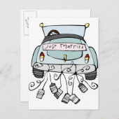 たった今結婚しました車のドラッグ缶 案内ポストカード (正面/裏面)