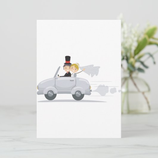 たった今結婚しました車の招待状 招待状 (スタンド正面)