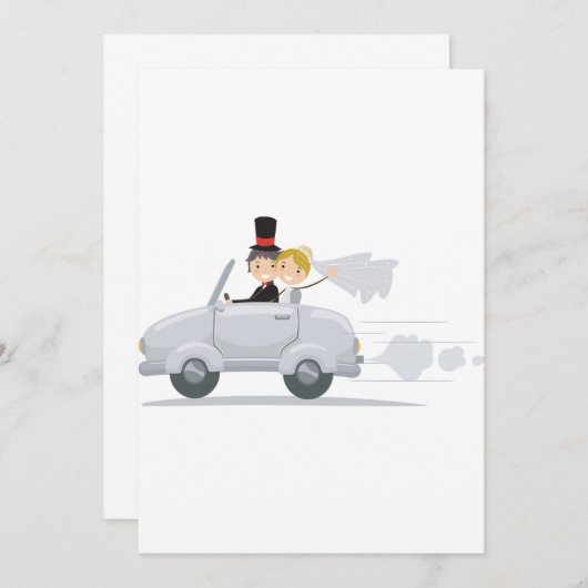 たった今結婚しました車の招待状 招待状 (正面/裏面)
