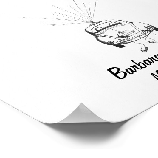 たった今結婚しました車の指紋ゲストブック ポスター (角)