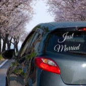 たった今結婚しました車の結婚ハネムーン ウィンドウサイン