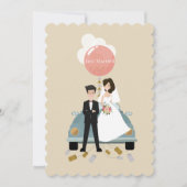 たった今結婚しました車の結婚式招待状カード 招待状 (正面)