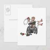 たった今結婚しました車椅子 案内ポストカード (正面/裏面)